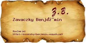 Zavaczky Benjámin névjegykártya